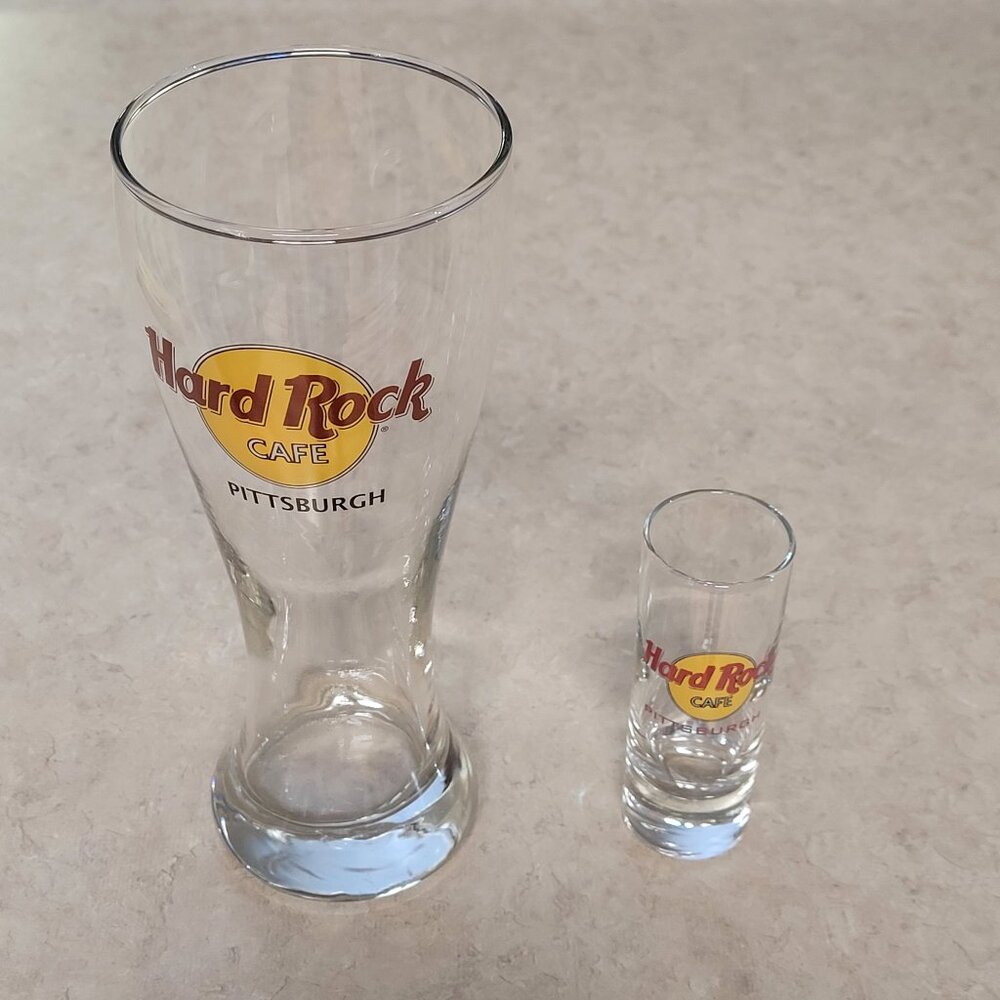 Hard Rock Cafe Pittsburgh Pilsner and Shot Glass